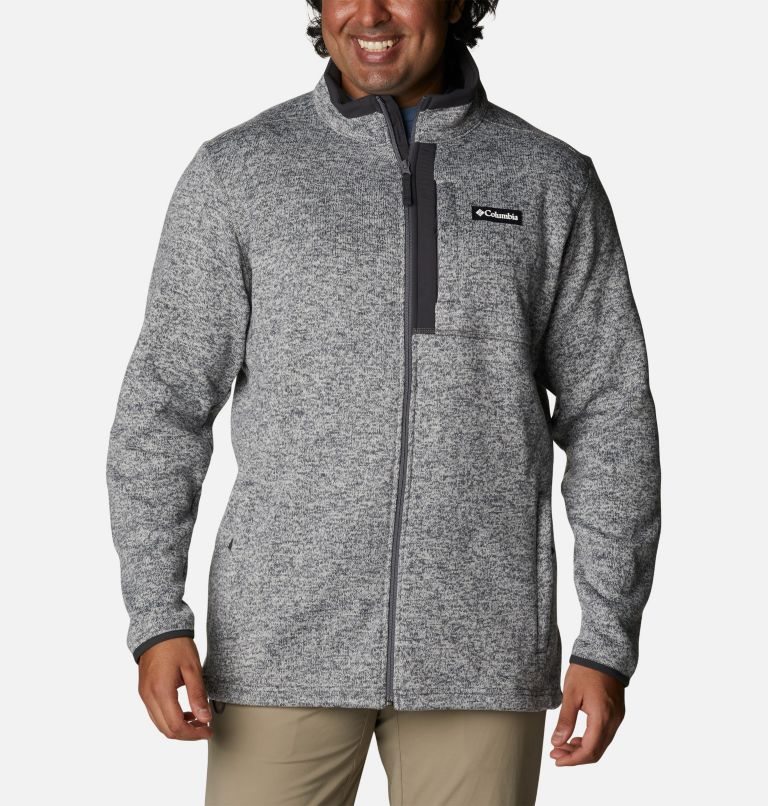 Men\'s Columbia Sweater Weather Full Zip Fleece Jackets Grey | Plus Size CA-N13C0